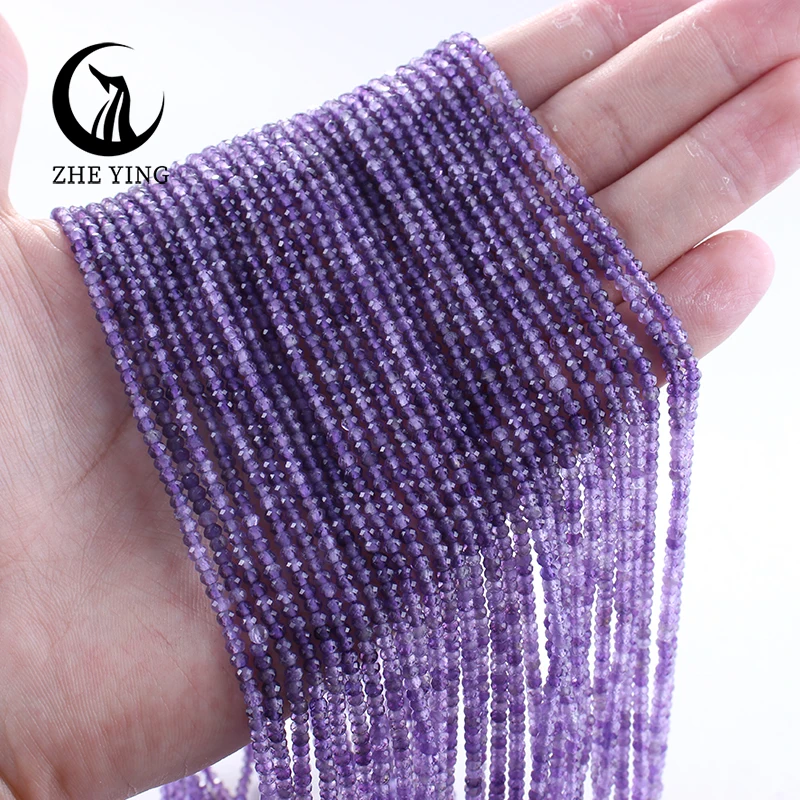 Бусины из аметиста Zhe Ying 2x3 мм, граненые, мелкие, натуральные, для изготовления ювелирных изделий своими руками, нить 15 дюймов