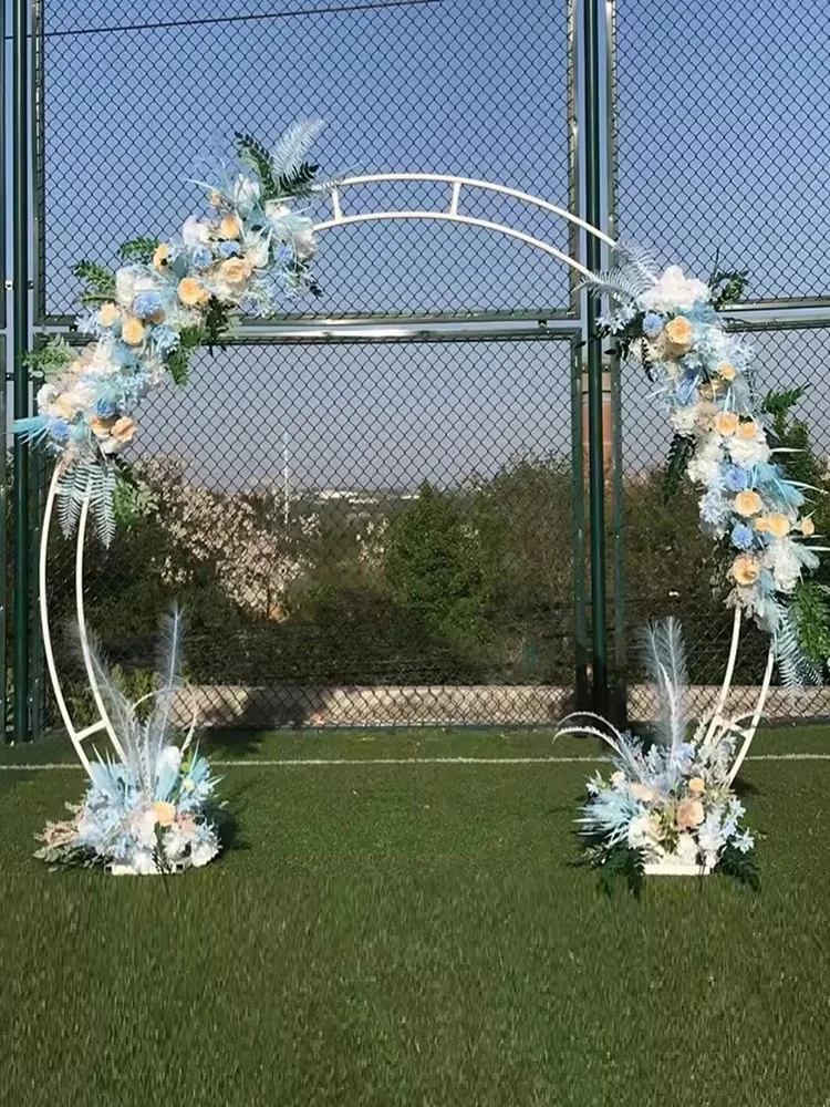 Hochzeitsbogen Party-Hintergrund Eisenbogen Blumenständer Requisiten Doppelter Runder Ringbogen Rahmen Heim-Blumenbogen Türdekoration – Detail 4