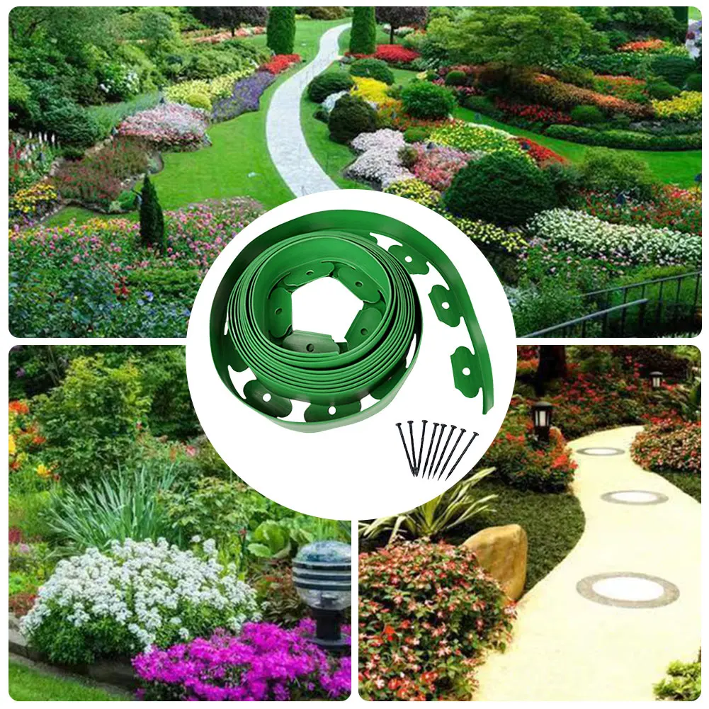 5/10M Landschap Rand Kit Vaste Tuinbarrière Gazon Gras Plastic Rand Rand Rand Rand Tuin Rand Spoel voor Gazon Yard Pathway
