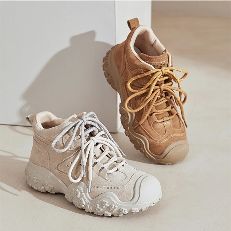 AIYUQI Women's Outdoor Hiking Sneakers Shoe Laceup Nonslip Ankle Boots and Short Boots Women Plus Size Warm female Winter Shoes