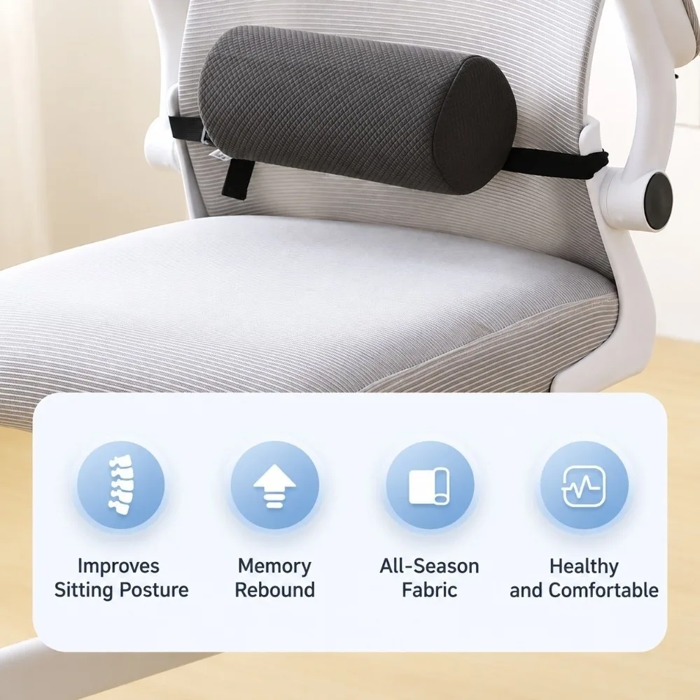 Adjustable Strap Lumbar Support Pillow Office Chair Fit Car Seat Fit Cylinder Roll Pillow Breath Fabric Portable Back Cushion