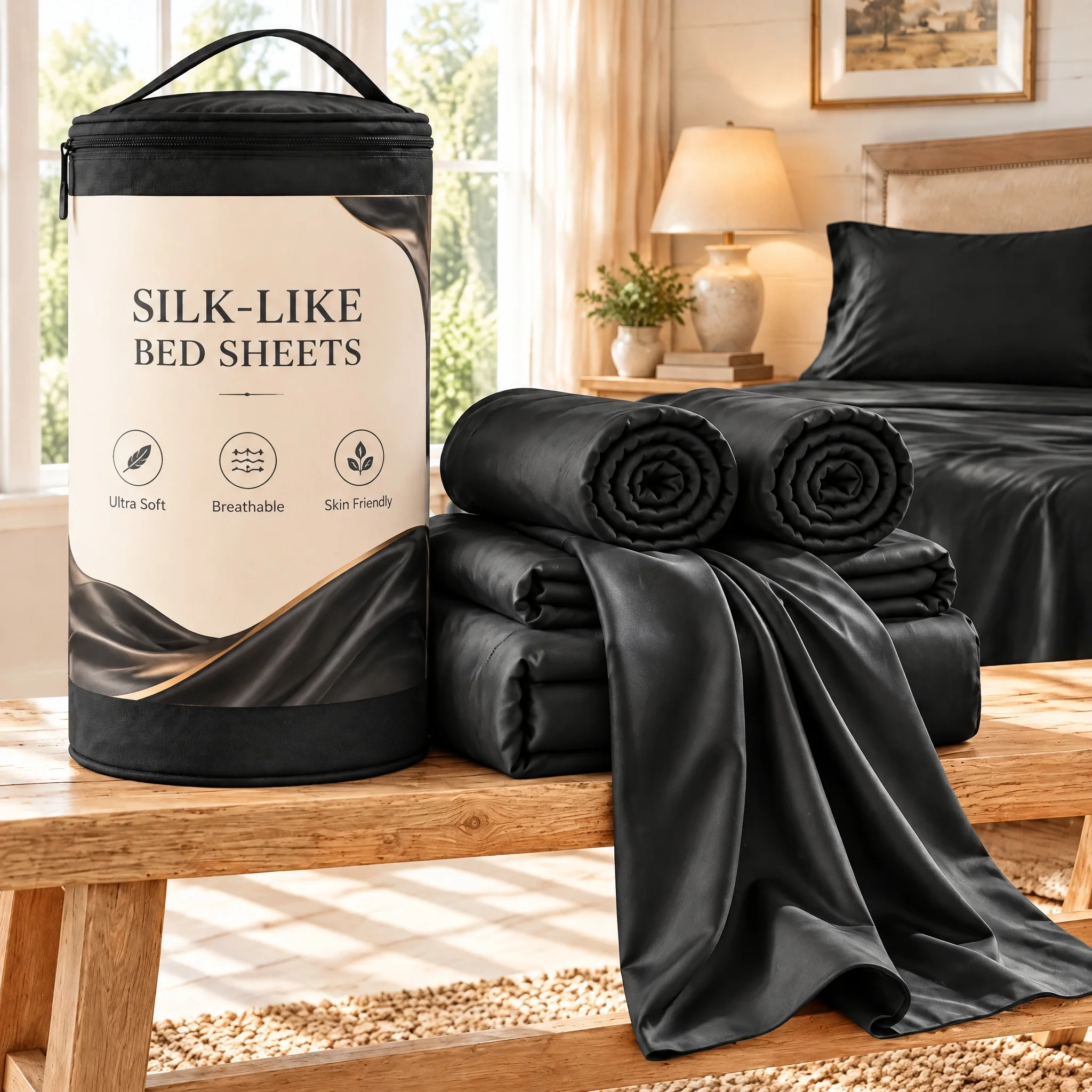 3/4pcs Bed Sheet Set with Pillowcases, 16 Inch Deep Pockets Soft Breathable Fitted Sheet, Bedroom Home Decor Bedding for Daily Use, Random Color