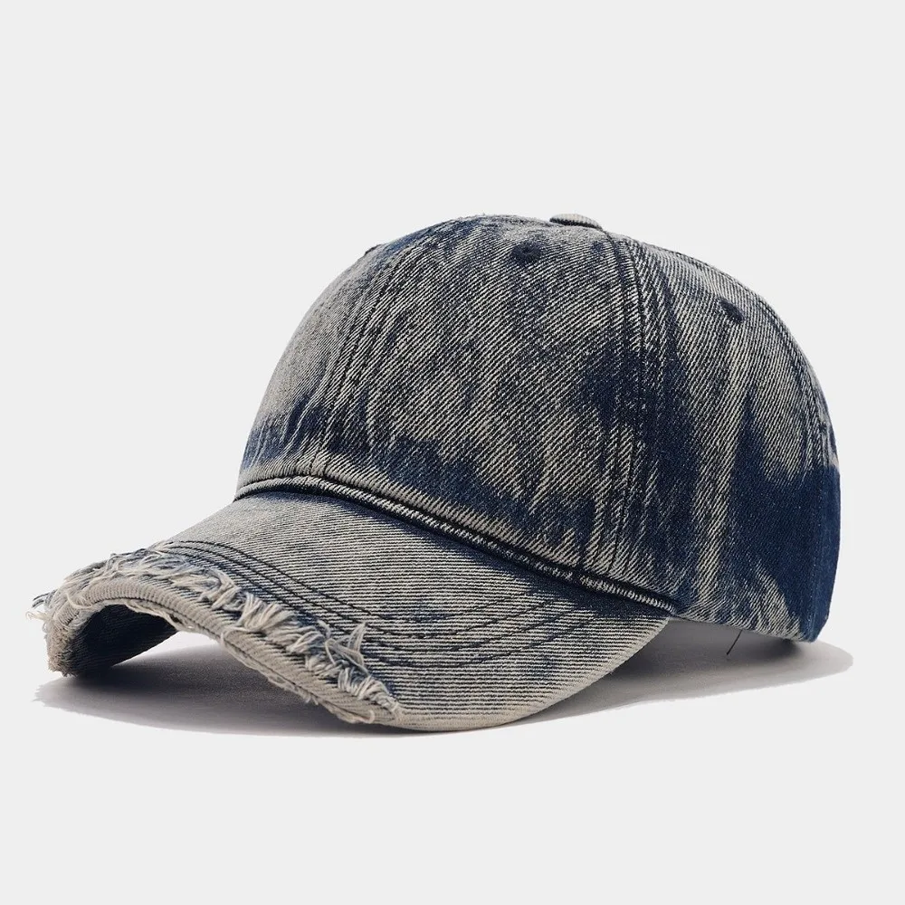 

Fashion Soft Top Washed Baseball Cap Adjustable Breathable Duckbill Hat Face Slimming Hole Design Sun Protection Cap