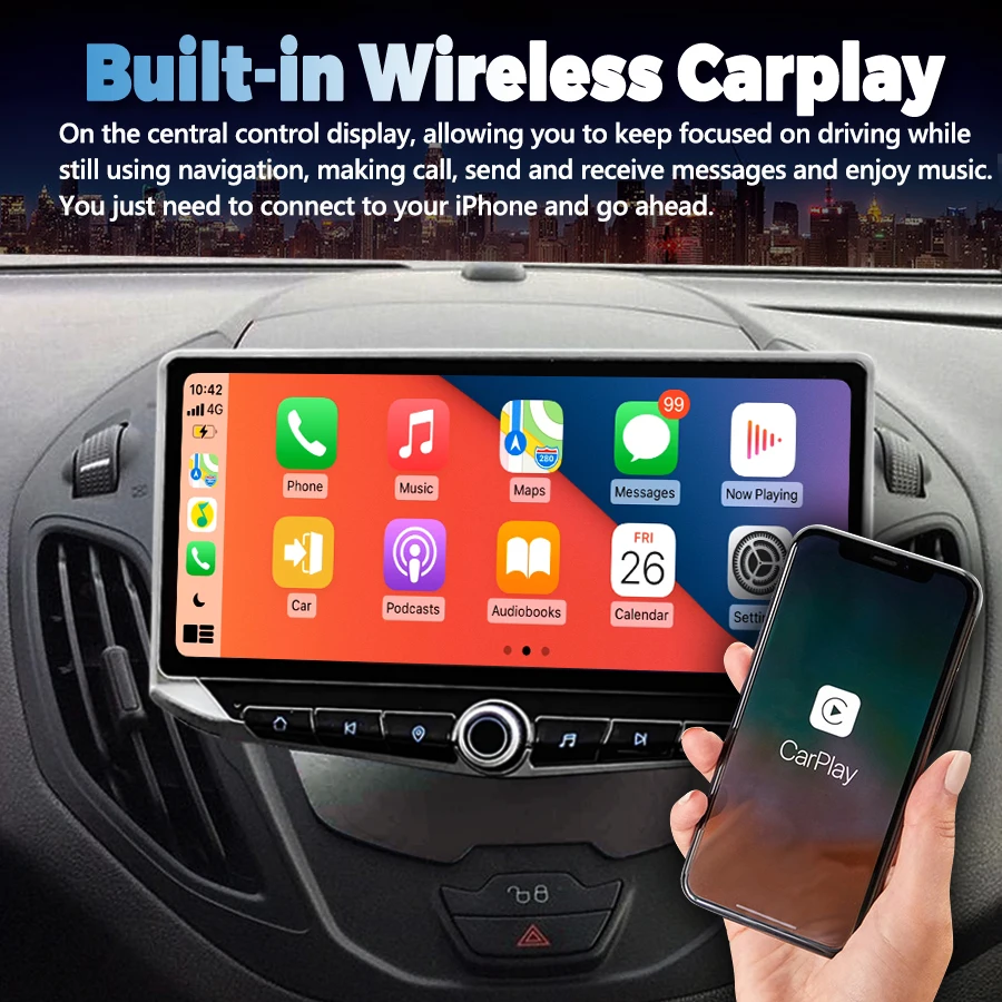 10.88inch Android 15 Car Multimedia Player For Ford B-MAX Transit Courier Tourneo 2012-2017 DSP GPS Carplay Autoradio Navigation