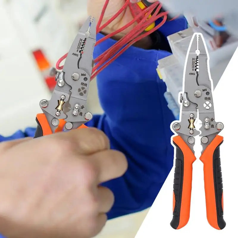 Cortadores de alambre de punta larga 12 en 1, alicates para cables eléctricos, herramienta de prensado de cables con mango antideslizante ergonómico profesional para sujetar