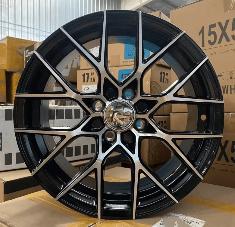 15 Inch Sport OEM Alloy Wheels Blade Twin 5 Spoke Black Gunmetal For Sedan Hatchback 4x100 5x114.3 Car Rims