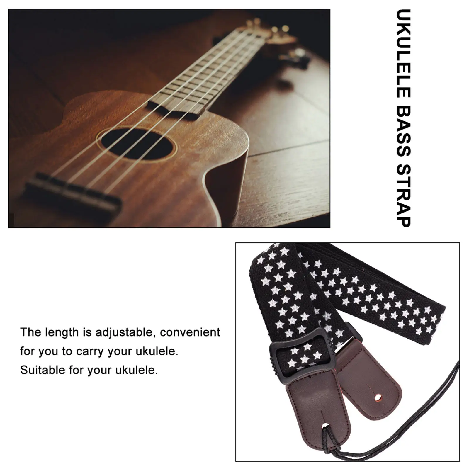 Adjustable Ukulele Strap Heavy Duty Cotton Webbing Plus Solid Ends Ideal for Standing Performance Long Wear Durability