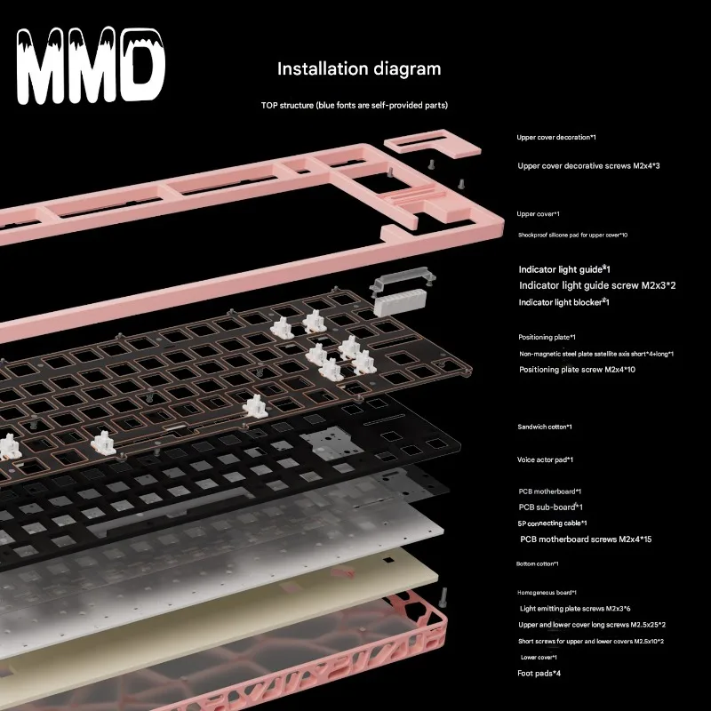 Cangkang Keyboard Mmd Ar80 Hollow Out, Cangkang Keyboard dari Paduan Aluminium, Kit Keyboard Kompatibel dengan Kit Keyboard Wooting 80he, Ergonomis