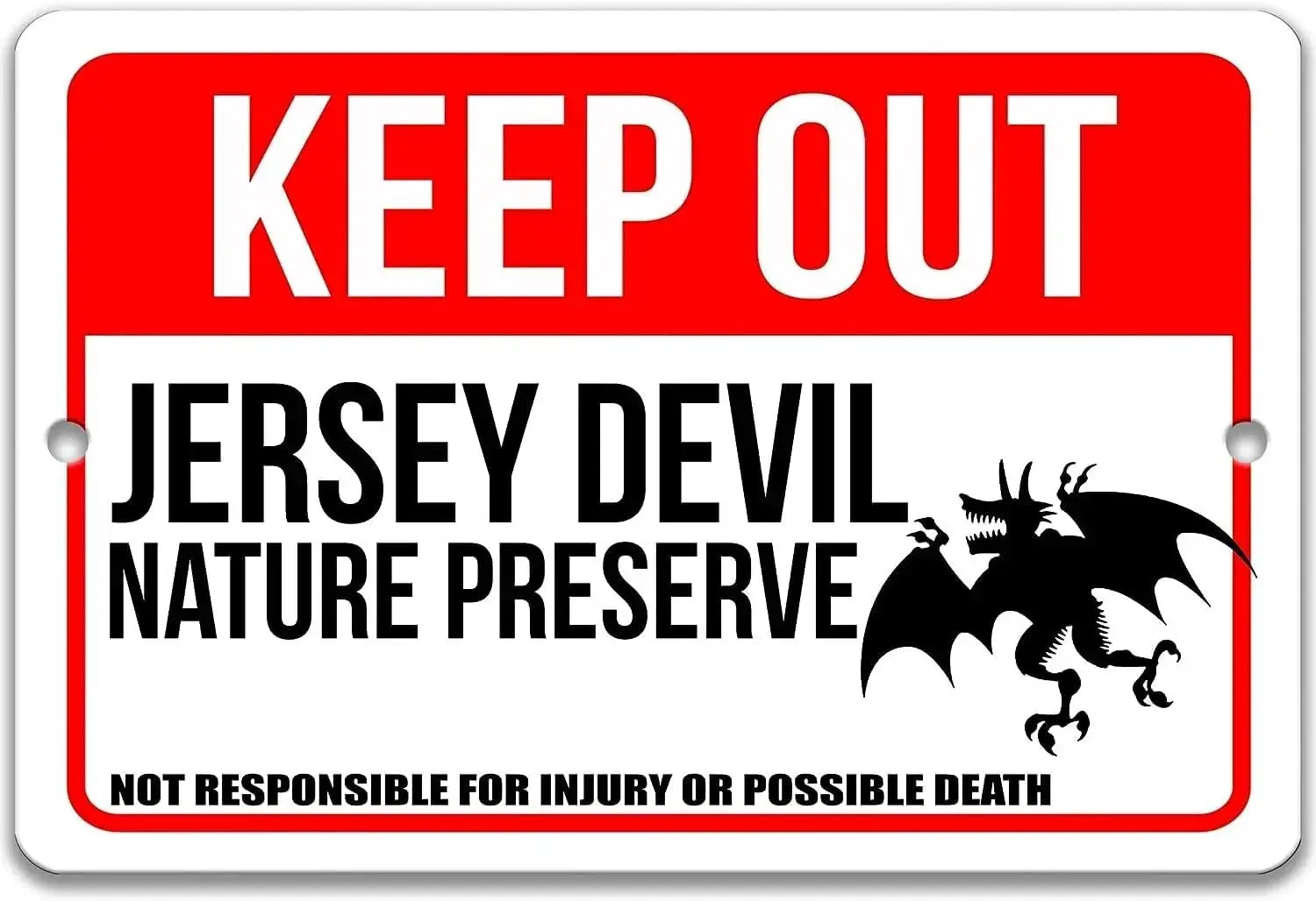 

Vintage Keep Out Jersey Devil Aluminium Metal Tin Sign 8x12 Inch Home Poster Bar Pub Decor