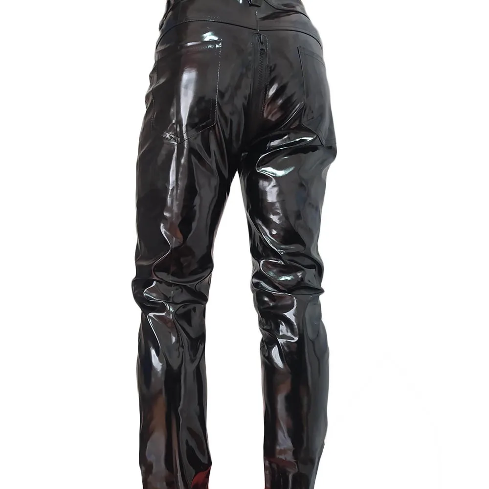 

Men's Pants Sexy Tight Trousers PVC Faux Leather Wet Look Pants Punk Style Zip Trousers Fashion Skinny Men's Clothing