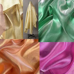 Golden Shiny Gold Platinum Fabric Lightweight Shiny Silk Reflective Metal Stage Wear Indian Yarn Fashion Edging Fabric