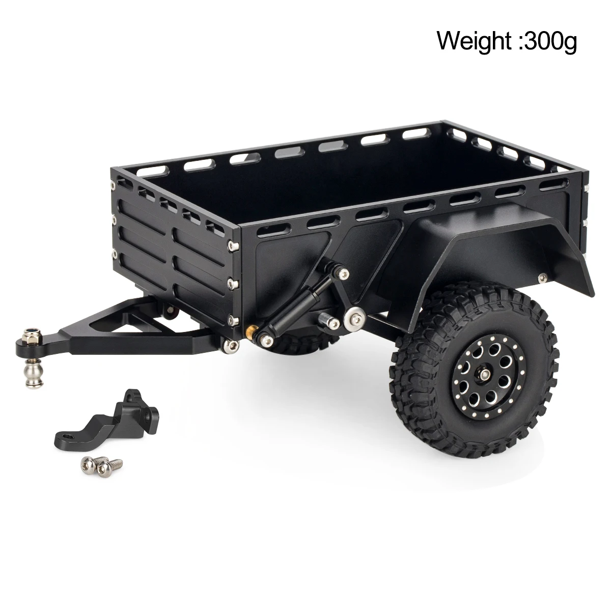 BOGIRC ​Metal Trailer with Tire RC Crawler Trailer CNC Machined Utility Trailer for 1/18 TRX4M SCX24 Redcat Model Accessories