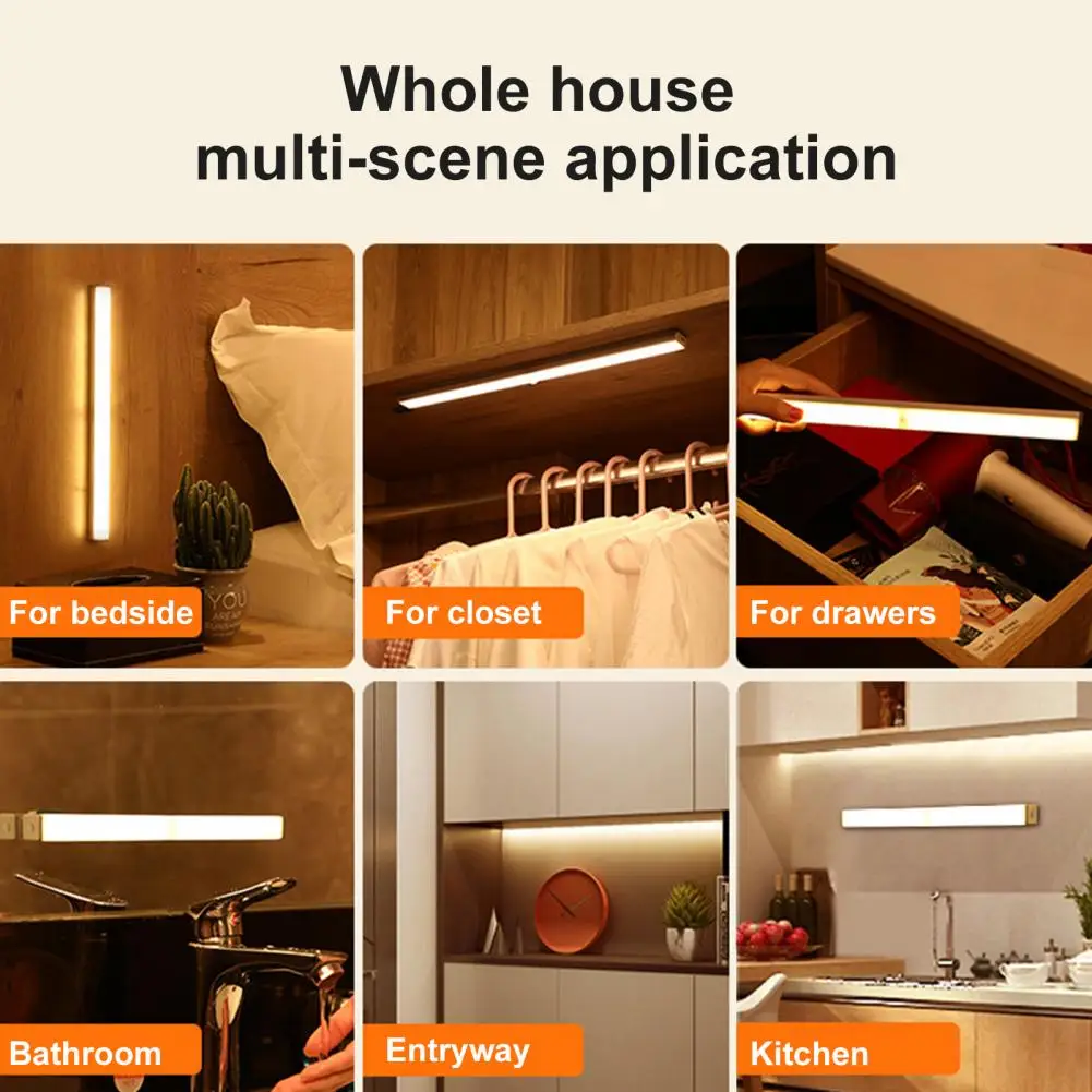 1 Set Motion Sensor Light High Brightness Automatic On/Off Rechargeable Wireless LED Lamp Flicker-Free LED Induction Lamp