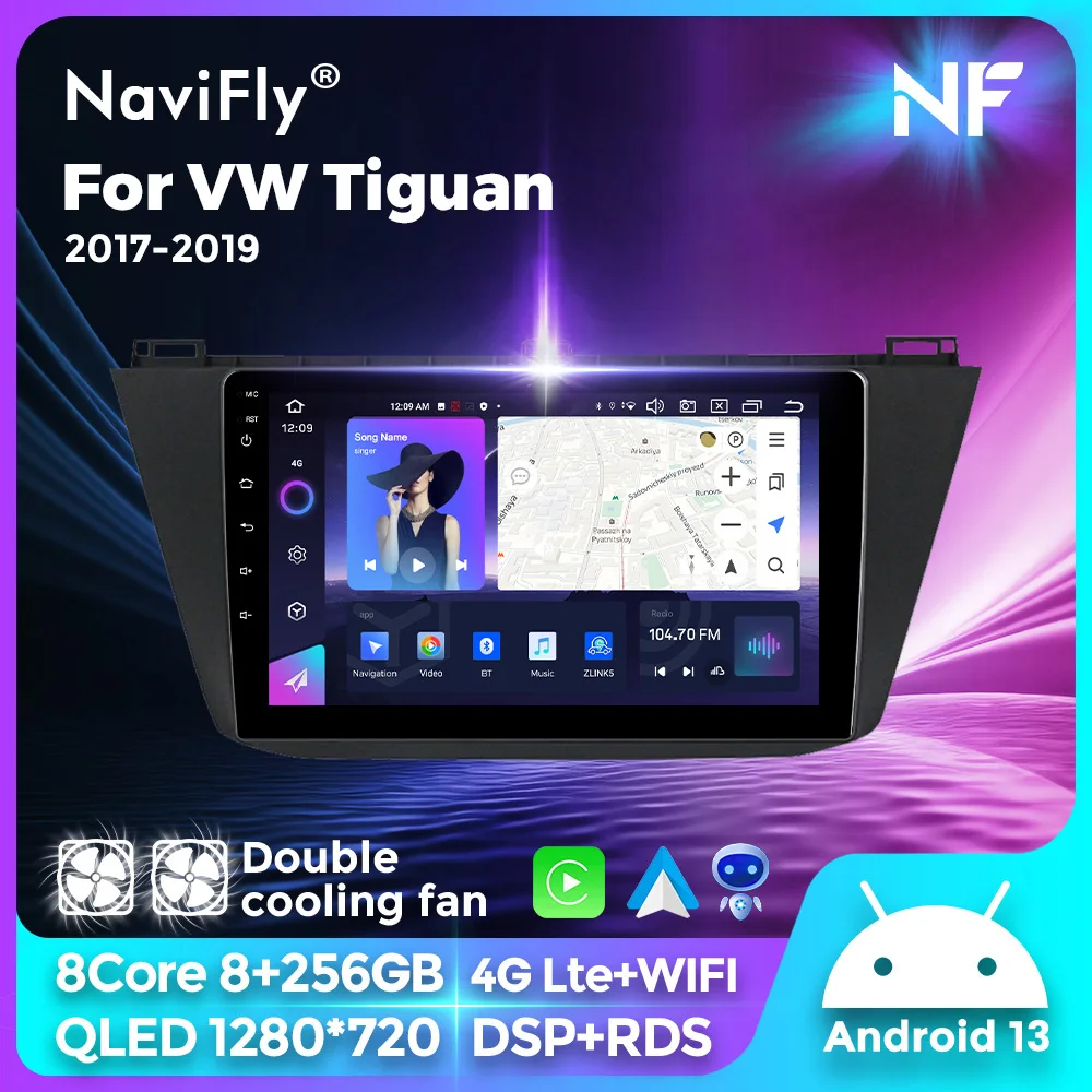 

Navifly 10inch 8Core Android 13 8+256G Car Radio Multimedia Video Player Stereo Car-play Auto DSP For VW Tiguan L 2 Mk 2017-2019