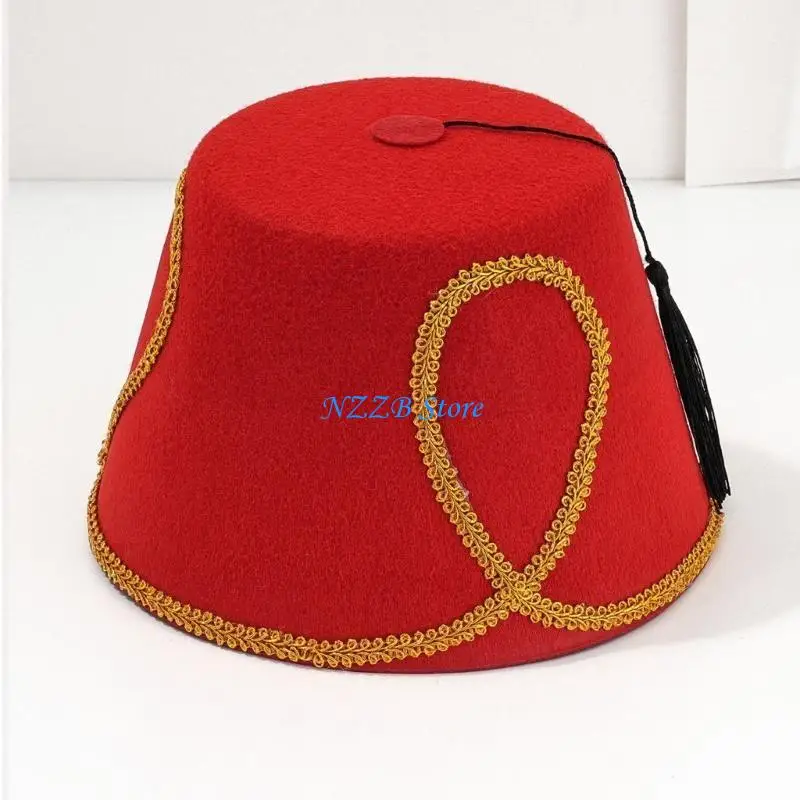 T21F النساء الأنماط العرقية قبعة السفر الرائعة قبعة خمر التطريز اليدوية قبعة للحفلات والاحتفالات المناسبة #2