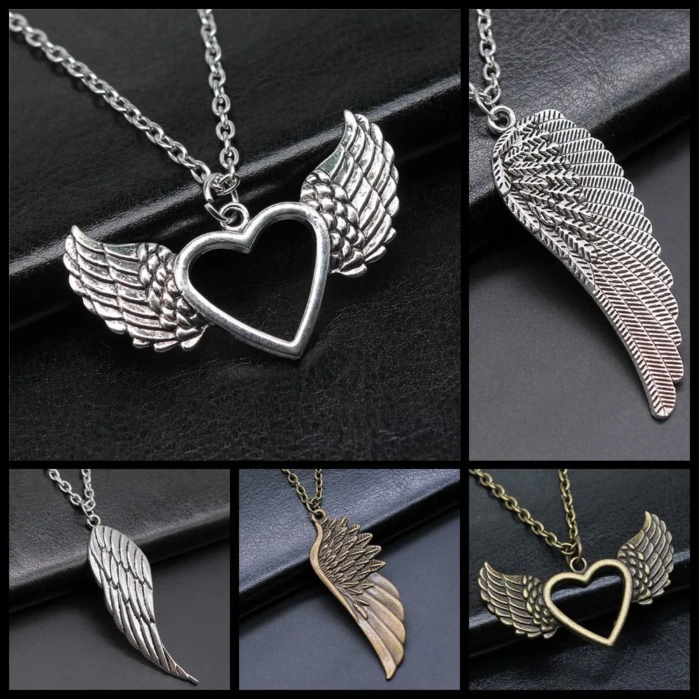 Creative Party Jewelry Accessories Gift Angel Wing Pendant Necklace For Women Men Long Chain Trendy Jewelry Accessories