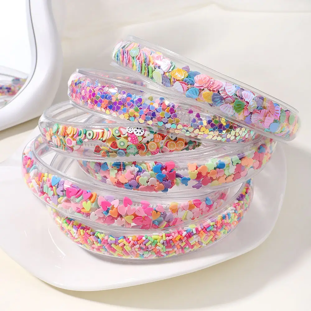 1pc Fashion Transparent Quicksand Headbands For Baby Kids Girls Glitter Sequin Hairbands Bezel Hair Hoops Hair Accessories Gift