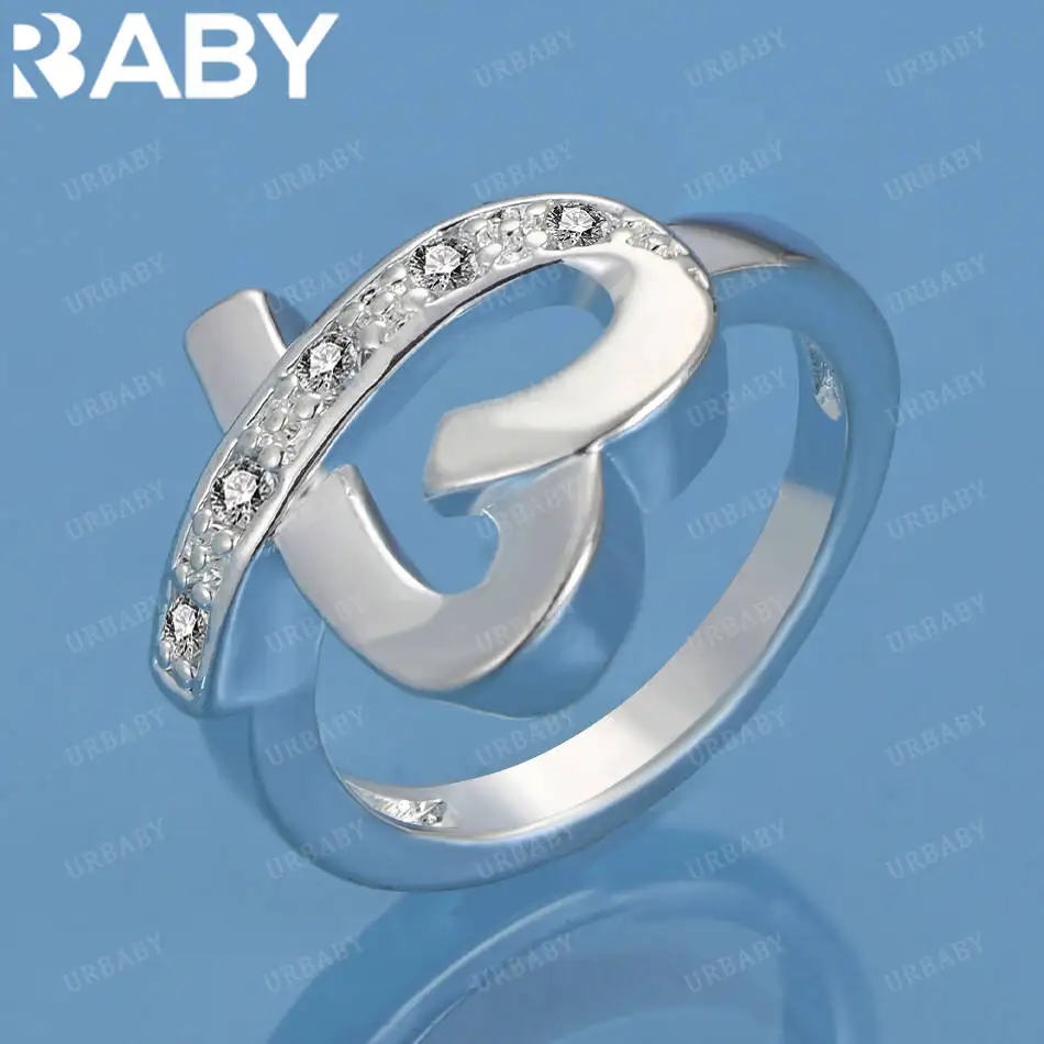 

URBABY 925 Sterling Silver Size 5-10 Zircons Heart Ring For Women Fashion Jewelry Charm Grace Wedding Engagement Accessories