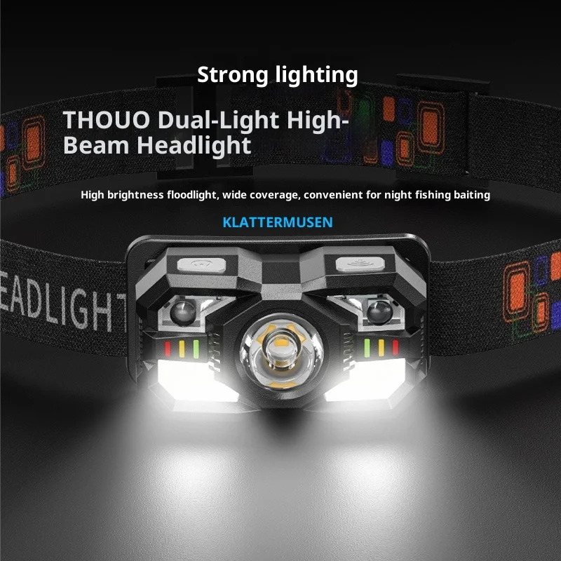 FUNAYA كشافات أمامية صغيرة تعمل بالحركة باللون الأحمر والأبيض بشعاع مزدوج - تكبير الصيد الليلي في الهواء الطلق ومصباح أمامي للضوء الكاشف #3