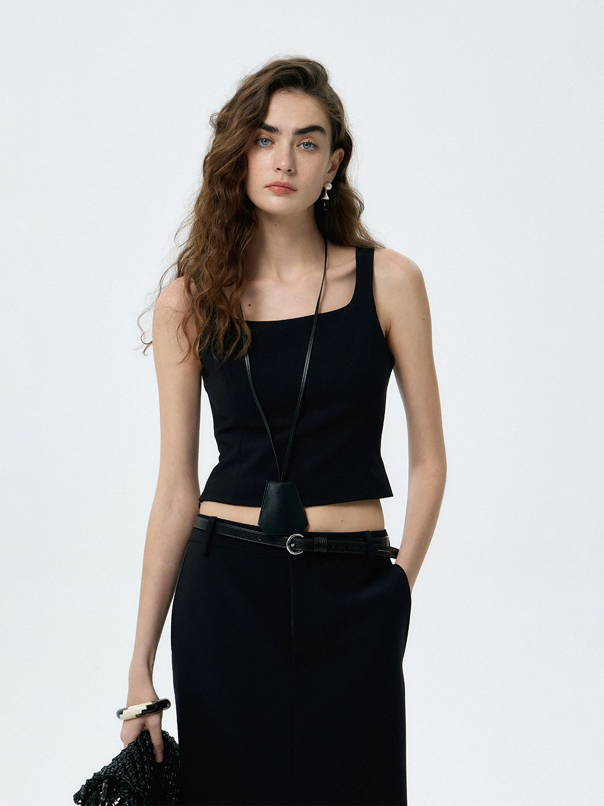 

Comfortable Modal Bamboo Fiber Vest High Waist Straight Cut Skirt Two Piece Set Summer Fashion Women's Ensemble THORNSAURA