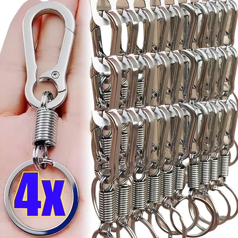 4/1Pcs Metal Spring Keychain Anti-lost Climbing Hook Car Keyrings Zinc Alloy Carabiner Buckle Key Rings Metal Key Accessories