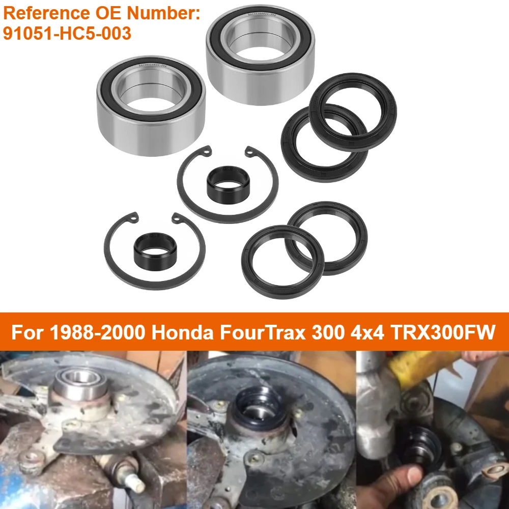 Front Wheel Bearings & Seals Kits for 1988-2000 for Honda FourTrax 300 4x4 TRX300FW 91051-HC5-003, 91209-HN2-003