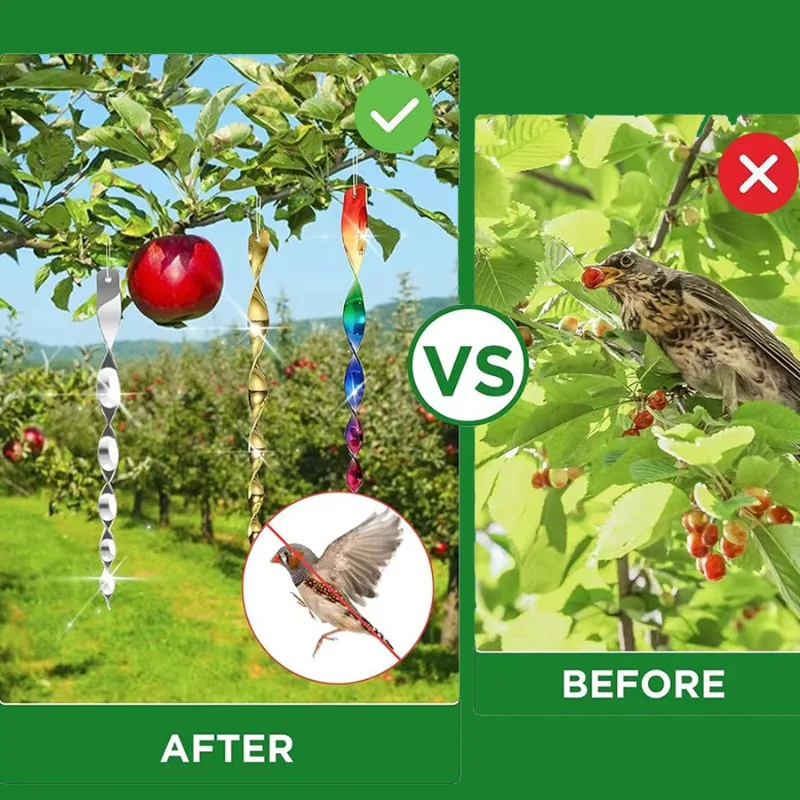 10pcs Reflective Spinning Bird Scare Rod Farm Orchard Garden Repellent Deterrent Stick Anti Bird Tool