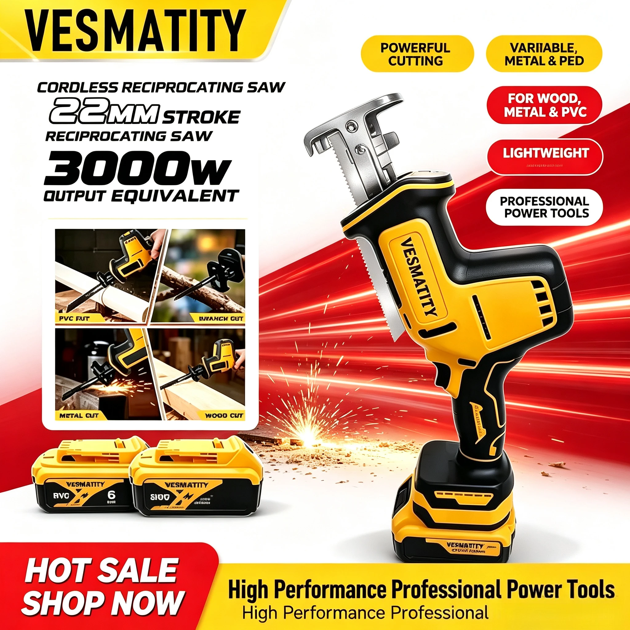 DCS369 100% Original Cordless One-Handed Reciprocating Saw MAX The Multi-Tasking Powerhouse for Swift Wood Metal & Pipe Cutting