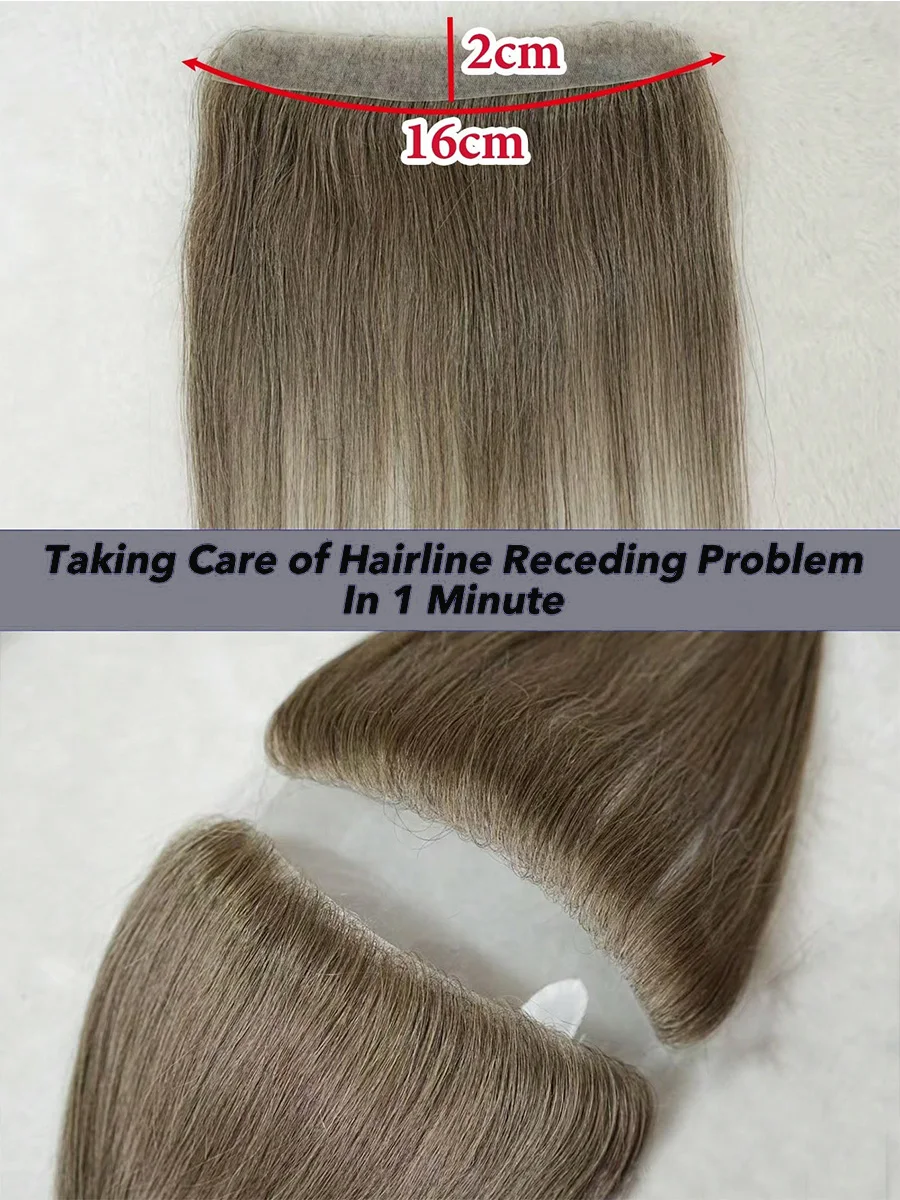 رقعة شعر من البولي يوريثان بدون خياطة ذات مظهر طبيعي بديل لأهداب الجبين وخط الشعر، وصلات شعر لاصقة بحافة غير مرئية