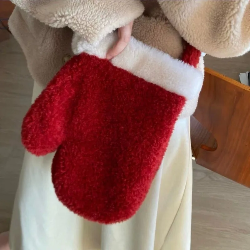 عيد الميلاد حقيبة حمراء تأثيري ريترو رقيق حقائب كروسبودي مضحك قفاز على ظهره عيد الميلاد السنة الجديدة اكسسوارات للنساء الرجال #5