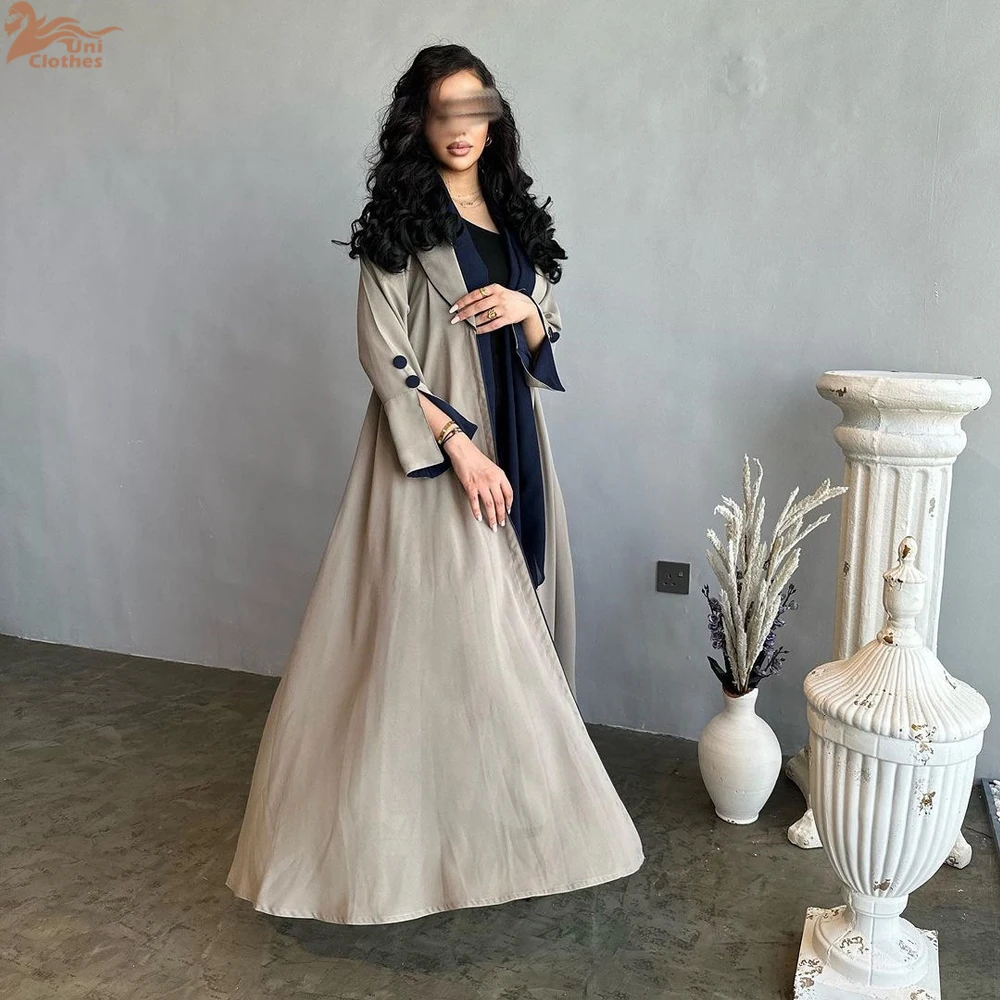 عباءة كيمونو مفتوحة عصرية بلون موحد، جلابية سعودية، ملابس رمضانية للنساء المسلمات، قفطان إسلامي