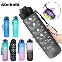 1 Liter Large Capacity Sports Water Bottle with Time-Tracking Straw Leak Proof Locking Flip Cover for Outdoor Fitness
