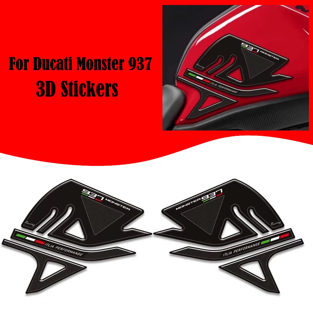 

3D Stickers Motorcycle For Ducati Monster 937 Decals Gas Fuel Oil Kit Knee Protection Tank Pad Grips 2021 2022