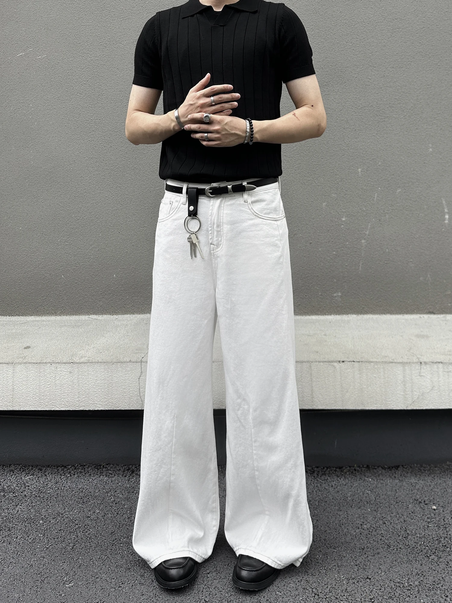 

Джинсы унисекс в американском ретро-стиле, свободные, широкие, белые, с простым дизайном и вставками, повседневные брюки CleanFit