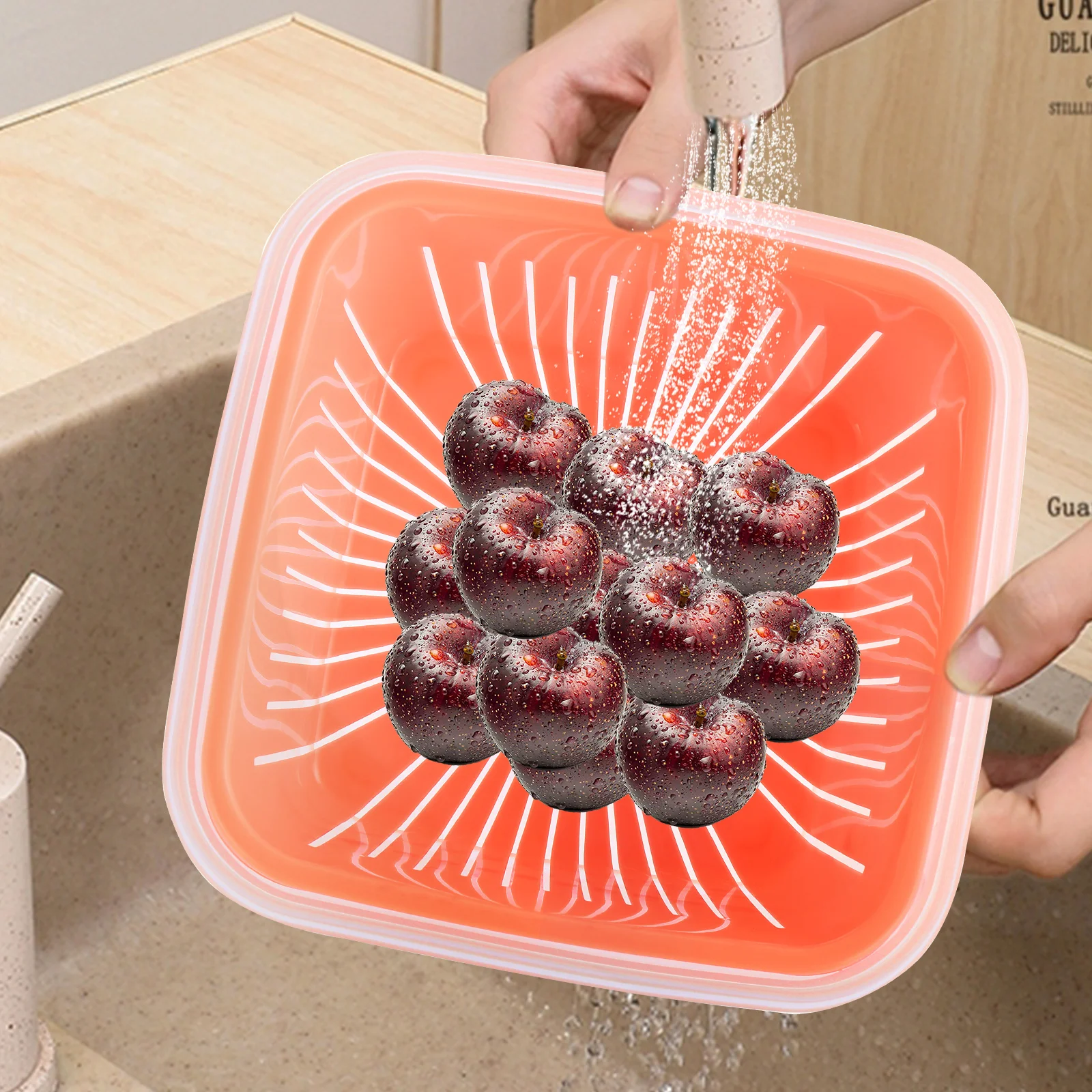 

Drain Fresh Box Food Storage Container Vegetable Fruit Box Water Repellent Layer PP Material Sealing for Fridge