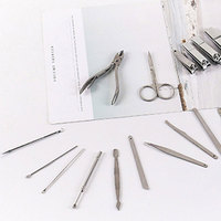 19Pcs Nail Clipper Set Professional Stainless Steel Manicure Tools Lightweight Long Handle Essential Nail Grooming Kit for Home