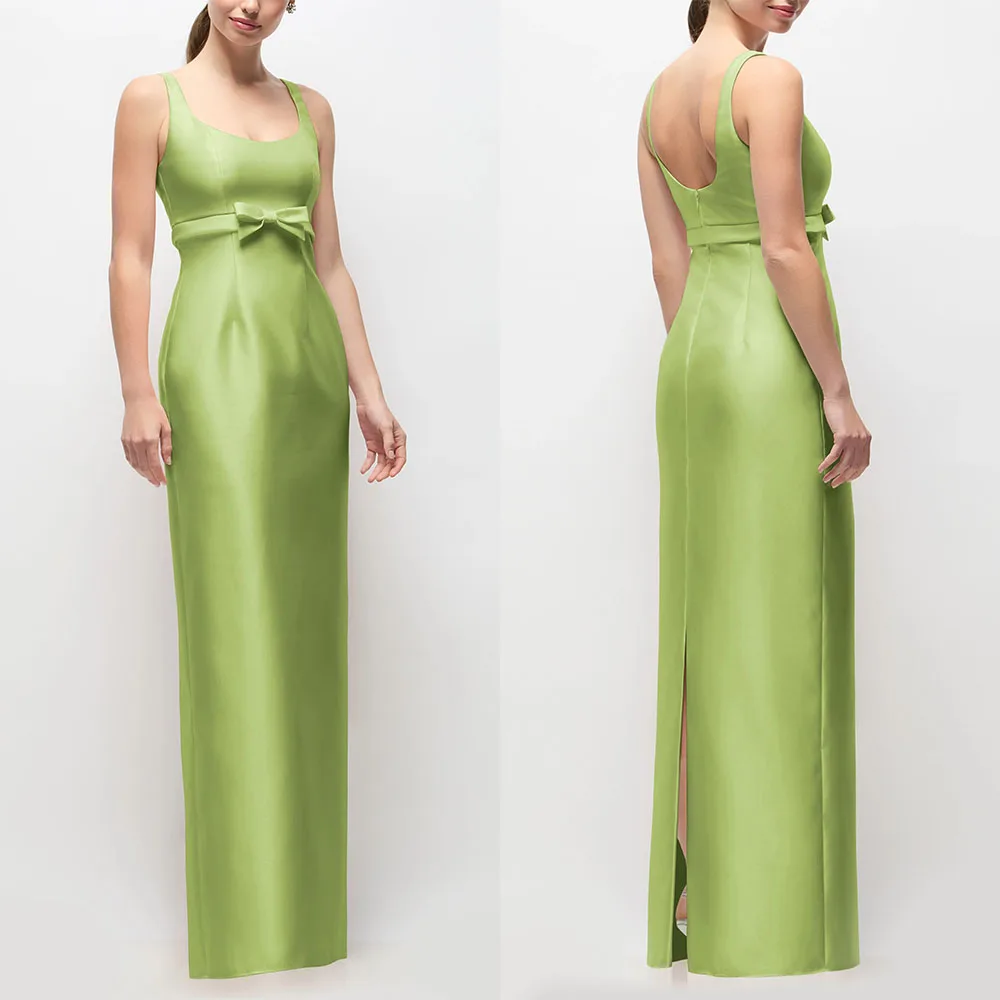 

Customized Strapless Sleeveless Bow Green Long Dresses Vestidos Casamento Madrinha فساتين سهرة 2026 Evening Gowns فساتين حفلات