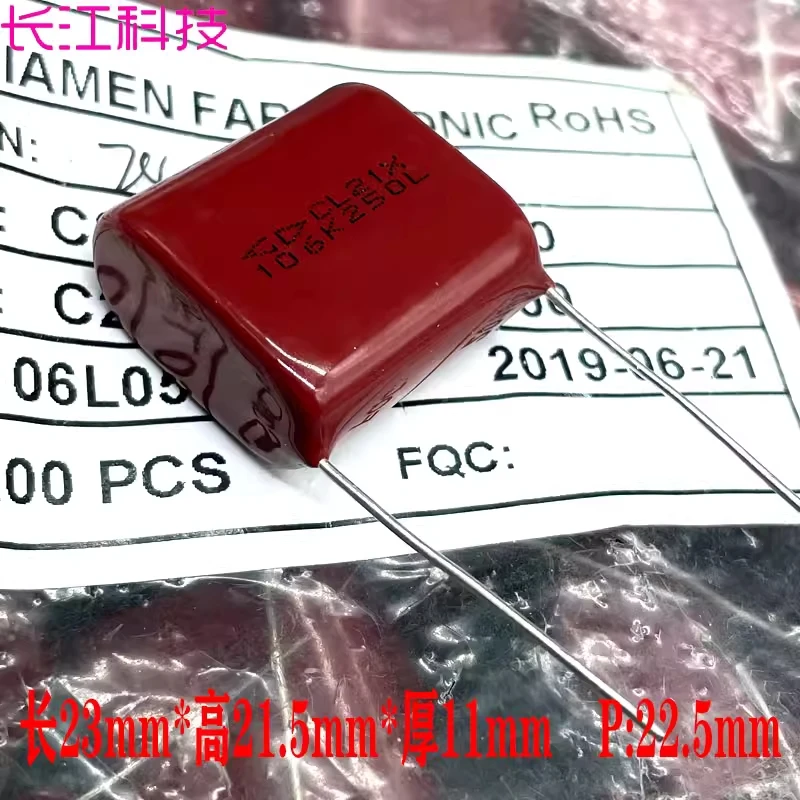 

Высокочастотный пленочный конденсатор Xiamen Farah CL21X CBB 106 10 мкФ 250В C222E