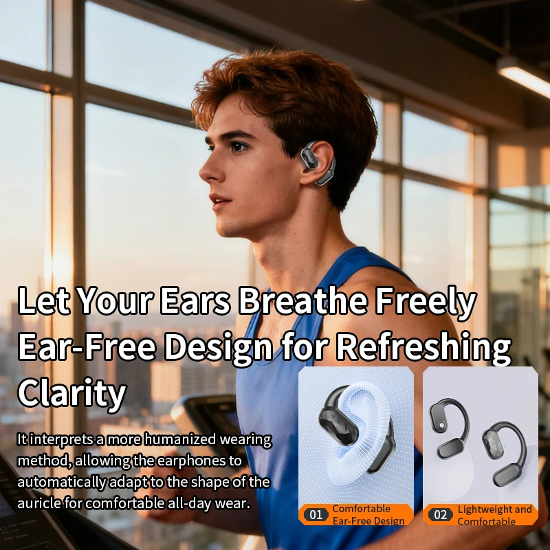 BR9 AI مترجم سماعات أذن في الوقت الحقيقي 144 لغة بلوتوث 5.4 TWS سماعات لاسلكية مفتوحة الأذن OWS سماعة HiFi سماعة الصوت
