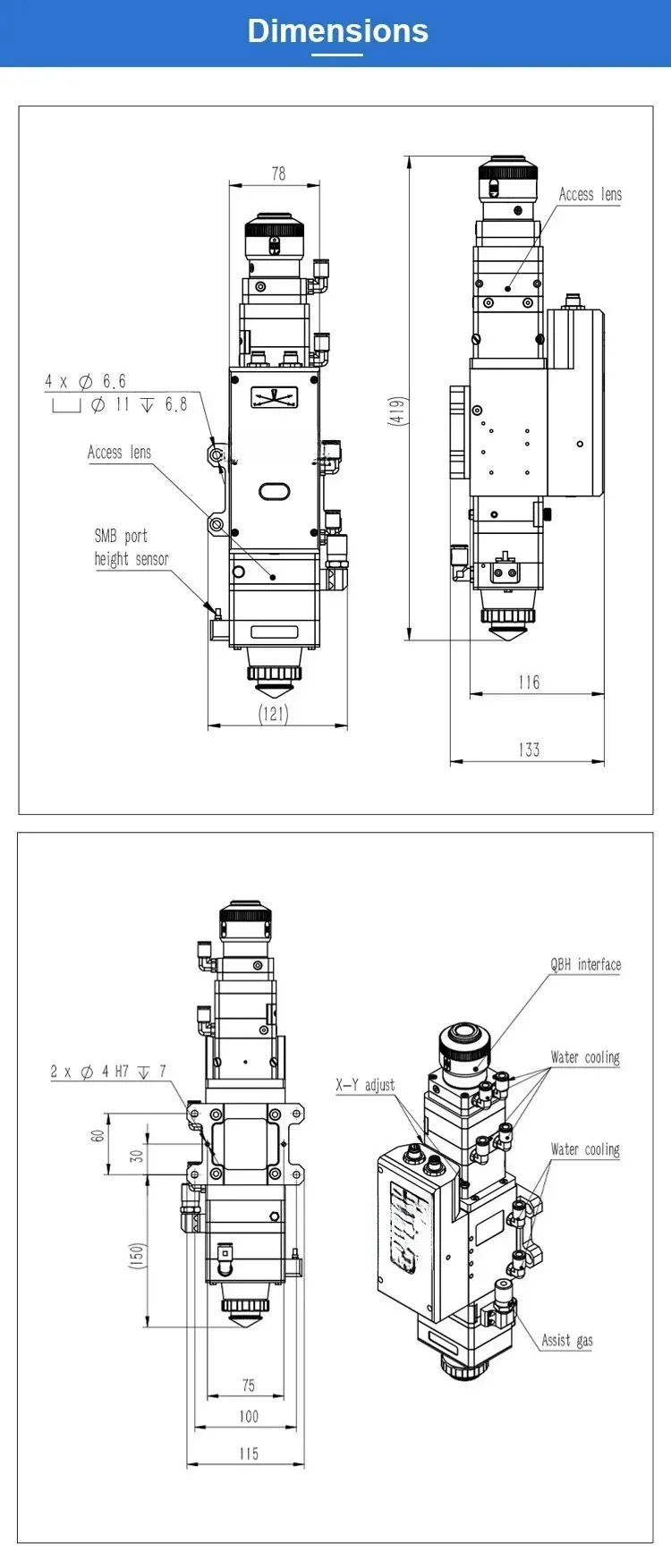 Auto Focus Ray tools Original raytools fiber Laser Cutting Head Bm110