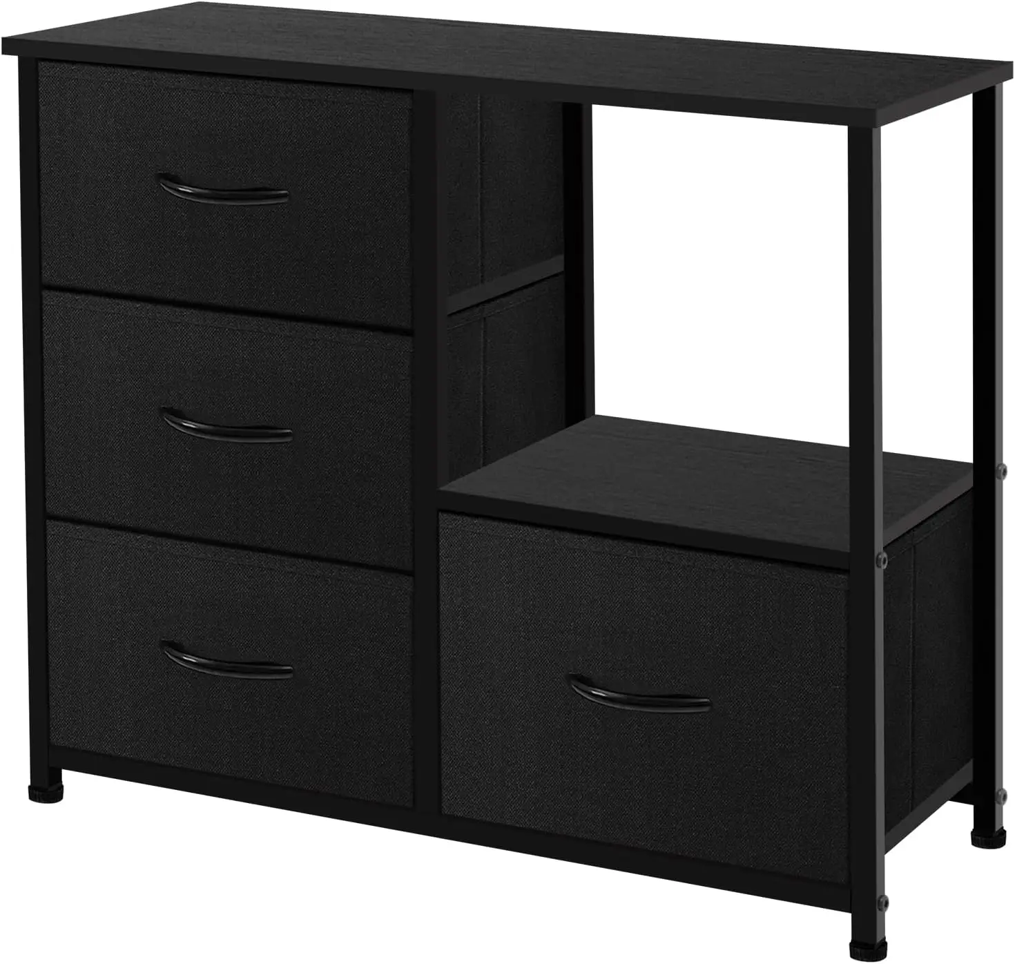 

Dresser Storage Tower With Shelves, 4 Drawers Closet Organizer, Night Stand, Fabric Bins, Versatile Cabinet, Dresser For