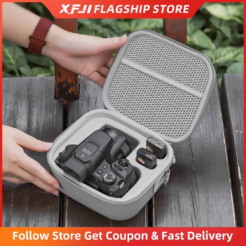 XFJI Travel Carrying Case for CANON PowerShot SX70 HS Organizer Storage Bag  PU Shoulder Bag Portable Case Camera Accessories