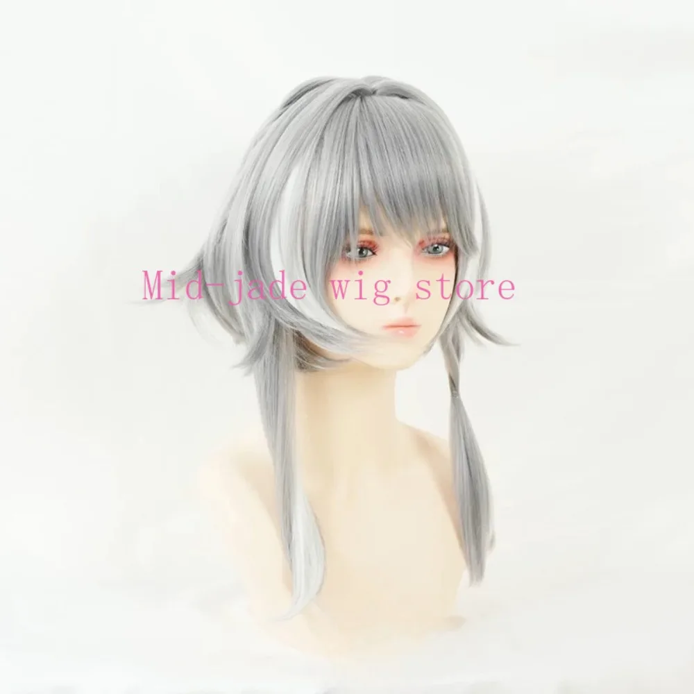 Honkai Star Rail Cipher Cosplay Wig Cool Gray Braided Hair for Mid Autumn Game Convention and Photo Shoot