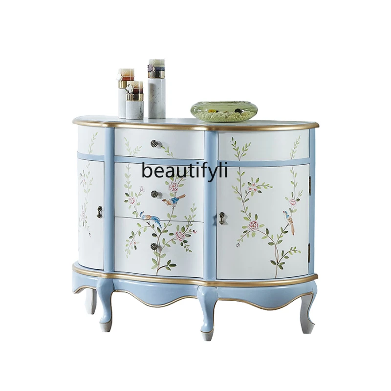 

Painted Entrance Cabinet American Living Room Hallway Wall Semicircle Dining Side Solid Wood Locker