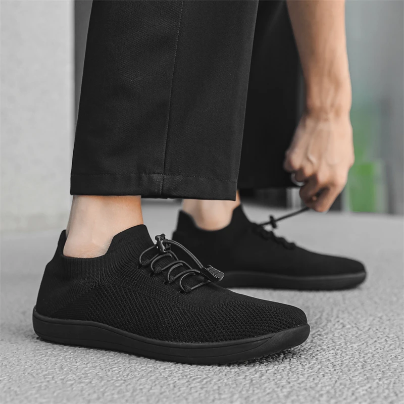 Atmungsaktive Barfußschuhe mit breiter Zehenpartie für Herren aus Mesh, flache Sneaker mit weicher Sohle_voghion.com