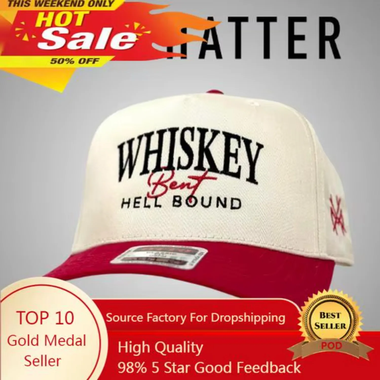 

Whiskey Bent Hell Bound Embroidered Snapback Baseball cap Fashion Dad Hats Adjustable Sunhat Outdoor caps