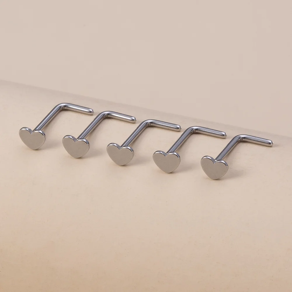 5 Stück Nasenringe für Frauen 20G Schraube Nasenstecker Herz Mond Stern Kugel Edelstahl Nasenloch Piercing Septum Knorpel Schmuck – Detail 10