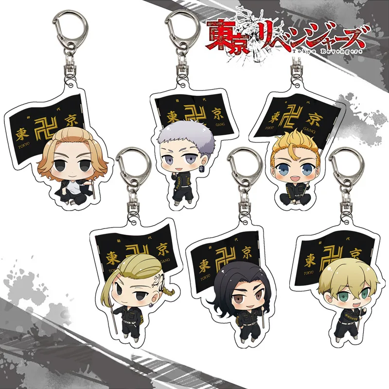 Tokyo Revengers Keychain Acrylic Figure Display Hanagaki Takemichi Pendant Anime Cartoon Merchandise Charms Friends Gift Bag