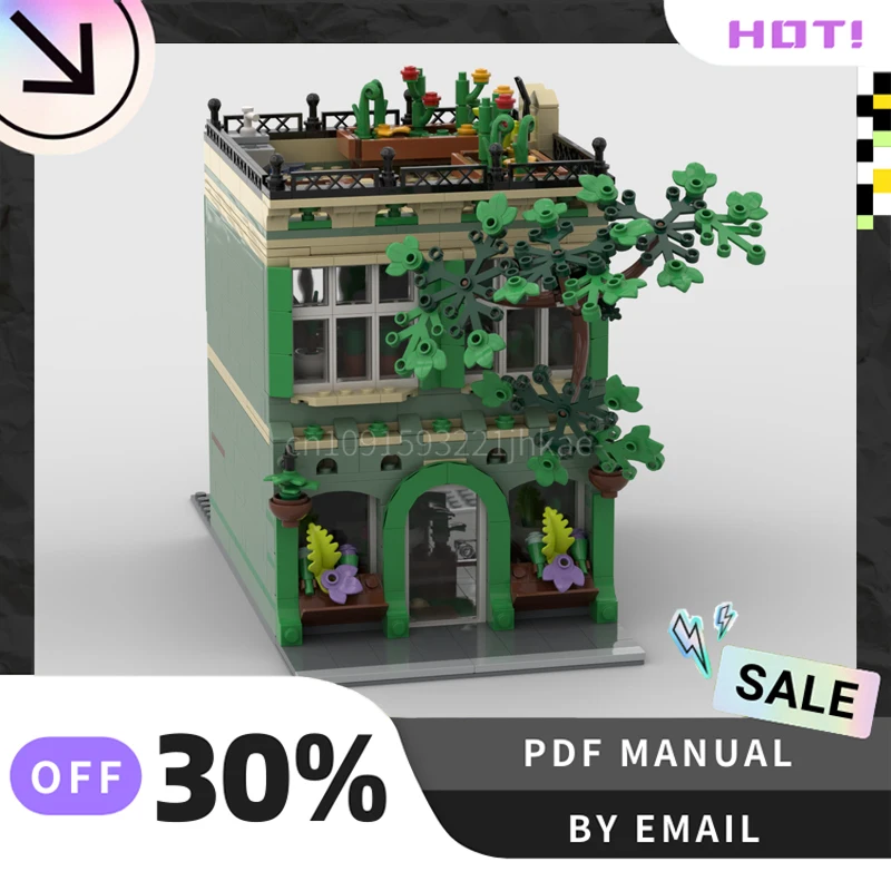 

[1098 шт.] индивидуальный MOC магазин растений, креативный набор строительных блоков STEM, развивающие игрушки, комплект строительной модели «сделай сам», подарки на день рождения