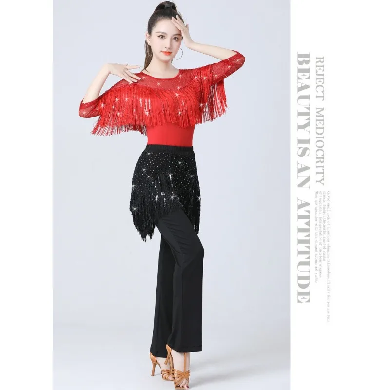 Personalizzato [Seta di latte] Pantaloni da ballo latino Costume da ballo moderno standard da donna Abito da ballo glitterato